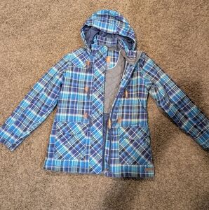 Kids Blue Plaid Hooded Jacket